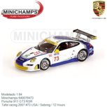 Modelauto 1:64 | Minichamps 640076473 | Porsche 911 GT3 RSR | Tafel racing 2007 #73 USA / Sebring / 12 Hours Modelauto 1:64 | Minichamps 640076473 | Porsche 911 GT3 RSR | Tafel racing 2007 #73 USA / Sebring / 12 Hours