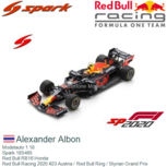 Modelauto 1:18 | Spark 18S485 | Red Bull RB16 Honda | Red Bull Racing 2020 #23 Austria / Red Bull Ring / Styrian Grand Prix Modelauto 1:18 | Spark 18S485 | Red Bull RB16 Honda | Red Bull Racing 2020 #23 Austria / Red Bull Ring / Styrian Grand Prix