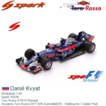 Modelauto 1:43 | Spark S5039 | Toro Rosso STR12 Renault | Scuderia Toro Rosso 2017 #26 Australië / Melbourne / Calder Park Modelauto 1:43 | Spark S5039 | Toro Rosso STR12 Renault | Scuderia Toro Rosso 2017 #26 Australië / Melbourne / Calder Park