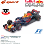 Modelauto 1:43 | Spark S5050 | Red Bull RB13 Tag Heuer | Red Bull Racing 2017 #33 Malaysia Modelauto 1:43 | Spark S5050 | Red Bull RB13 Tag Heuer | Red Bull Racing 2017 #33 Malaysia