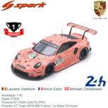 Modelauto 1:43 | Spark S7033 | Porsche 911 RSR LMGTE-PRO | Porsche GT Team 2018 #92 France / Le Mans 24 Hours Modelauto 1:43 | Spark S7033 | Porsche 911 RSR LMGTE-PRO | Porsche GT Team 2018 #92 France / Le Mans 24 Hours
