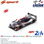 Modelauto 1:43 | Spark S7010 | Ligier JS P217 Gibson LMP-2 | United Autosports 2018 #22 France / Le Mans 24 Hours Modelauto 1:43 | Spark S7010 | Ligier JS P217 Gibson LMP-2 | United Autosports 2018 #22 France / Le Mans 24 Hours