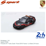 Modelauto 1:43 | Spark S7046 | Porsche 911 Turbo Zwart / Rood 2018 France / Le Mans 24 Hours Modelauto 1:43 | Spark S7046 | Porsche 911 Turbo Zwart / Rood 2018 France / Le Mans 24 Hours