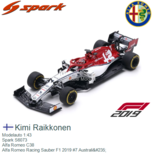 Modelauto 1:43 | Spark S6073 | Alfa Romeo C38 | Alfa Romeo Racing Sauber F1 2019 #7 Australië Modelauto 1:43 | Spark S6073 | Alfa Romeo C38 | Alfa Romeo Racing Sauber F1 2019 #7 Australië