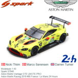 Modelauto 1:43 | Spark S7940 | Aston Martin Vantage GTE LMGTE-PRO | Aston Martin Racing 2019 #95 France / Le Mans 24 Hours Modelauto 1:43 | Spark S7940 | Aston Martin Vantage GTE LMGTE-PRO | Aston Martin Racing 2019 #95 France / Le Mans 24 Hours