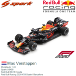 Modelauto 1:43 | Spark S6458 | Red Bull RB16 Honda | Red Bull Racing 2020 #33 Spain / Barcelona Modelauto 1:43 | Spark S6458 | Red Bull RB16 Honda | Red Bull Racing 2020 #33 Spain / Barcelona
