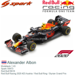 Modelauto 1:43 | Spark S6473 | Red Bull RB16 | Red Bull Racing 2020 #23 Austria / Red Bull Ring / Styrian Grand Prix Modelauto 1:43 | Spark S6473 | Red Bull RB16 | Red Bull Racing 2020 #23 Austria / Red Bull Ring / Styrian Grand Prix