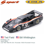 Modelauto 1:43 | Spark S8602 | Lola T600 1982 #0 USA / Riverside / IMSA Riverside 6 Hours Modelauto 1:43 | Spark S8602 | Lola T600 1982 #0 USA / Riverside / IMSA Riverside 6 Hours