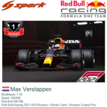 Modelauto 1:18 | Spark 18S595 | Red Bull RB16B | Red Bull Racing 2021 #33 Monaco / Monte Carlo / Monaco Grand Prix Modelauto 1:18 | Spark 18S595 | Red Bull RB16B | Red Bull Racing 2021 #33 Monaco / Monte Carlo / Monaco Grand Prix