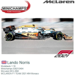 Modelauto 1:18 | Minichamps 530212404 | McLaren MCL35M | MCLAREN F1 TEAM 2021 #04 Monaco Modelauto 1:18 | Minichamps 530212404 | McLaren MCL35M | MCLAREN F1 TEAM 2021 #04 Monaco