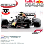 Modelauto 1:43 | Minichamps 410210633 | Red Bull RB16B | Red Bull Racing Honda 2021 #33 Monaco Modelauto 1:43 | Minichamps 410210633 | Red Bull RB16B | Red Bull Racing Honda 2021 #33 Monaco