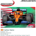 Modelauto 1:43 | Minichamps 537204455 | McLaren MCL35 | McLaren F1 2020 #55 Austria / Red Bull Ring / Austrian Grand Pri Modelauto 1:43 | Minichamps 537204455 | McLaren MCL35 | McLaren F1 2020 #55 Austria / Red Bull Ring / Austrian Grand Pri