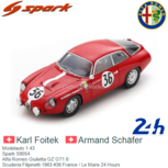 Modelauto 1:43 | Spark S9054 | Alfa Romeo Giulietta GZ GT1.6 | Scuderia Filipinetti 1963 #36 France / Le Mans 24 Hours Modelauto 1:43 | Spark S9054 | Alfa Romeo Giulietta GZ GT1.6 | Scuderia Filipinetti 1963 #36 France / Le Mans 24 Hours