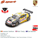Modelauto 1:43 | Spark SB370 | Porsche 911 GT3 R | Rowe Racing 2020 #98 Belgium / Spa-Francorchamps / 24 Hours Modelauto 1:43 | Spark SB370 | Porsche 911 GT3 R | Rowe Racing 2020 #98 Belgium / Spa-Francorchamps / 24 Hours