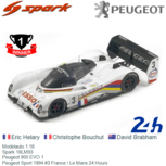 Modelauto 1:18 | Spark 18LM93 | Peugeot 905 EVO 1 | Peugeot Sport 1994 #3 France / Le Mans 24 Hours Modelauto 1:18 | Spark 18LM93 | Peugeot 905 EVO 1 | Peugeot Sport 1994 #3 France / Le Mans 24 Hours