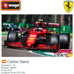 Modelauto 1:18 | Bburago 16809S | Ferrari SF21 | Scuderia Ferrari 2021 #55 Modelauto 1:18 | Bburago 16809S | Ferrari SF21 | Scuderia Ferrari 2021 #55