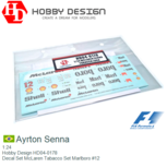 1:24 | Hobby Design HD04-0178 | Decal Set McLaren Tabacco Set Marlboro #12 1:24 | Hobby Design HD04-0178 | Decal Set McLaren Tabacco Set Marlboro #12