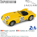 Modelauto 1:43 | Brumm R359 | Jaguar C-Type | Ecurie Francorchamps 1953 #20 France / Le Mans 24 Hours Modelauto 1:43 | Brumm R359 | Jaguar C-Type | Ecurie Francorchamps 1953 #20 France / Le Mans 24 Hours