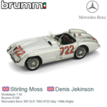 Modelauto 1:43 | Brumm R190 | Mercedes Benz 300 SLR 1955 #722 Italy / Mille Miglia Modelauto 1:43 | Brumm R190 | Mercedes Benz 300 SLR 1955 #722 Italy / Mille Miglia