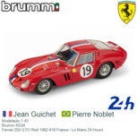 Modelauto 1:43 | Brumm R534 | Ferrari 250 GTO Red 1962 #19 France / Le Mans 24 Hours Modelauto 1:43 | Brumm R534 | Ferrari 250 GTO Red 1962 #19 France / Le Mans 24 Hours