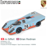 Modelauto 1:43 | Brumm BRUR555 | Porsche 917K #24 Belgium / Spa-Francorchamps / 1000KM Modelauto 1:43 | Brumm BRUR555 | Porsche 917K #24 Belgium / Spa-Francorchamps / 1000KM