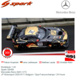 Modelauto 1:43 | Spark SB408 | Mercedes Benz AMG GT3 | JP Motorsport 2020 #111 Belgium / Spa-Francorchamps / 24 Hours Modelauto 1:43 | Spark SB408 | Mercedes Benz AMG GT3 | JP Motorsport 2020 #111 Belgium / Spa-Francorchamps / 24 Hours