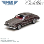 Modelauto 1:43 | Neo Scale Models 43725 | Cadillac Seville Goud / Bruin 1981 Modelauto 1:43 | Neo Scale Models 43725 | Cadillac Seville Goud / Bruin 1981