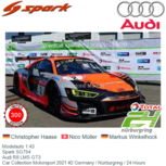 Modelauto 1:43 | Spark SG754 | Audi R8 LMS GT3 | Car Collection Motorsport 2021 #2 Germany / Nürburgring / 24 Hours Modelauto 1:43 | Spark SG754 | Audi R8 LMS GT3 | Car Collection Motorsport 2021 #2 Germany / Nürburgring / 24 Hours