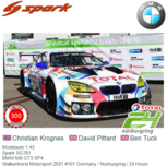 Modelauto 1:43 | Spark SG761 | BMW M6 GT3 SP4 | Walkenhorst Motorsport 2021 #101 Germany / Nürburgring / 24 Hours Modelauto 1:43 | Spark SG761 | BMW M6 GT3 SP4 | Walkenhorst Motorsport 2021 #101 Germany / Nürburgring / 24 Hours