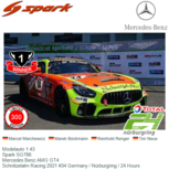 Modelauto 1:43 | Spark SG766 | Mercedes Benz AMG GT4 | Schnitzelalm Racing 2021 #34 Germany / Nürburgring / 24 Hours Modelauto 1:43 | Spark SG766 | Mercedes Benz AMG GT4 | Schnitzelalm Racing 2021 #34 Germany / Nürburgring / 24 Hours