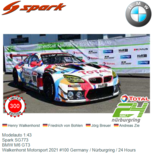 Modelauto 1:43 | Spark SG773 | BMW M6 GT3 | Walkenhorst Motorsport 2021 #100 Germany / Nürburgring / 24 Hours Modelauto 1:43 | Spark SG773 | BMW M6 GT3 | Walkenhorst Motorsport 2021 #100 Germany / Nürburgring / 24 Hours