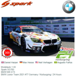 Modelauto 1:43 | Spark SG783 | BMW M6 GT3 | BMW Junior Team 2021 #77 Germany / Nürburgring / 24 Hours Modelauto 1:43 | Spark SG783 | BMW M6 GT3 | BMW Junior Team 2021 #77 Germany / Nürburgring / 24 Hours