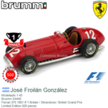 Modelauto 1:43 | Brumm S4445 | Ferrari 375 1951 #`1 Britain / Silverstone / British Grand Prix Modelauto 1:43 | Brumm S4445 | Ferrari 375 1951 #`1 Britain / Silverstone / British Grand Prix