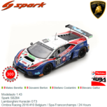 Modelauto 1:43 | Spark SB284 | Lamborghini Huracán GT3 | Ombra Racing 2016 #10 Belgium / Spa-Francorchamps / 24 Hours Modelauto 1:43 | Spark SB284 | Lamborghini Huracán GT3 | Ombra Racing 2016 #10 Belgium / Spa-Francorchamps / 24 Hours