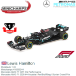 Modelauto 1:43 | Minichamps 410200244 | Mercedes AMG F1 W11 EQ Performance | Mercedes AMG F1 2020 #44 Austria / Red Bull Ring / Styrian Grand Prix Modelauto 1:43 | Minichamps 410200244 | Mercedes AMG F1 W11 EQ Performance | Mercedes AMG F1 2020 #44 Austria / Red Bull Ring / Styrian Grand Prix