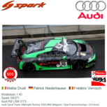 Modelauto 1:43 | Spark SB371 | Audi R8 LSM GT3 | Audi Sport Team Attempto Racing 2020 #66 Belgium / Spa-Francorchamps / 24 Hours Modelauto 1:43 | Spark SB371 | Audi R8 LSM GT3 | Audi Sport Team Attempto Racing 2020 #66 Belgium / Spa-Francorchamps / 24 Hours