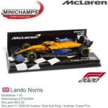 Modelauto 1:43 | Minichamps 537204404 | McLaren MCL35 | McLaren F1 2020 #4 Austria / Red Bull Ring / Austrian Grand Prix Modelauto 1:43 | Minichamps 537204404 | McLaren MCL35 | McLaren F1 2020 #4 Austria / Red Bull Ring / Austrian Grand Prix