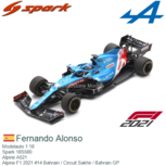 Modelauto 1:18 | Spark 18S580 | Alpine A521 | Alpine F1 2021 #14 Bahrain / Circuit Sakhir / Bahrain GP Modelauto 1:18 | Spark 18S580 | Alpine A521 | Alpine F1 2021 #14 Bahrain / Circuit Sakhir / Bahrain GP