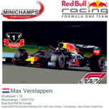 Modelauto 1:18 | Minichamps 110201733 | Red Bull RB16 Honda | Aston MARTIN Red Bull Racing 2021 #33 Abu Dhabi / Yas Marina / Abu Dhabi Grand Prix Modelauto 1:18 | Minichamps 110201733 | Red Bull RB16 Honda | Aston MARTIN Red Bull Racing 2021 #33 Abu Dhabi / Yas Marina / Abu Dhabi Grand Prix