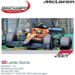 Modelauto 1:43 | Minichamps 537214504 | McLaren MCL35M | MCLAREN F1 TEAM 2021 #04 Emilia Romagna Modelauto 1:43 | Minichamps 537214504 | McLaren MCL35M | MCLAREN F1 TEAM 2021 #04 Emilia Romagna