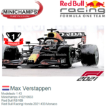 Modelauto 1:43 | Minichamps 410210633 | Red Bull RB16B | Red Bull Racing Honda 2021 #33 Monaco Modelauto 1:43 | Minichamps 410210633 | Red Bull RB16B | Red Bull Racing Honda 2021 #33 Monaco