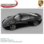 Modelauto 1:87 | Minichamps 870069071 | Porsche 911 Turbo S (992) Black 2020 Modelauto 1:87 | Minichamps 870069071 | Porsche 911 Turbo S (992) Black 2020