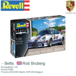 Bouwpakket 1:24 | Revell 07685 | Porsche 934 RSR Martini 1976 #50 Belgium Bouwpakket 1:24 | Revell 07685 | Porsche 934 RSR Martini 1976 #50 Belgium