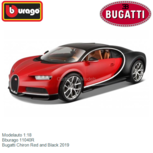 Modelauto 1:18 | Bburago 11040R | Bugatti Chiron Red and Black 2019 Modelauto 1:18 | Bburago 11040R | Bugatti Chiron Red and Black 2019