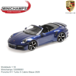 Modelauto 1:18 | Minichamps 155069081 | Porsche 911 Turbo S Cabrio Blauw 2020 Modelauto 1:18 | Minichamps 155069081 | Porsche 911 Turbo S Cabrio Blauw 2020
