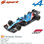 Modelauto 1:18 | Spark 18S580 | Alpine A521 | Alpine F1 2021 #14 Bahrain / Circuit Sakhir / Bahrain GP Modelauto 1:18 | Spark 18S580 | Alpine A521 | Alpine F1 2021 #14 Bahrain / Circuit Sakhir / Bahrain GP