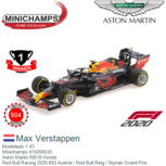 Modelauto 1:43 | Minichamps 410200533 | Aston Martin RB16 Honda | Red Bull Racing 2020 #33 Austria / Red Bull Ring / Styrian Grand Prix Modelauto 1:43 | Minichamps 410200533 | Aston Martin RB16 Honda | Red Bull Racing 2020 #33 Austria / Red Bull Ring / Styrian Grand Prix