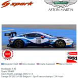Modelauto 1:43 | Spark SB466 | Aston Martin Vantage AMR GT3 | Garage 59 2021 #188 Belgium / Spa-Francorchamps / 24 Hours Modelauto 1:43 | Spark SB466 | Aston Martin Vantage AMR GT3 | Garage 59 2021 #188 Belgium / Spa-Francorchamps / 24 Hours