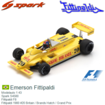 Modelauto 1:43 | Spark S4580 | Fittipaldi F8 | Fittipaldi 1980 #20 Britain / Brands Hatch / Grand Prix Modelauto 1:43 | Spark S4580 | Fittipaldi F8 | Fittipaldi 1980 #20 Britain / Brands Hatch / Grand Prix