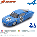 Modelauto 1:43 | Spark S5684 | Alpine M63B 1964 #59 France / Le Mans 24 Hours Modelauto 1:43 | Spark S5684 | Alpine M63B 1964 #59 France / Le Mans 24 Hours